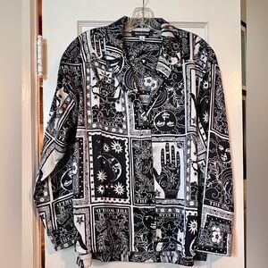 Urban Outfitters Supernova Souvenir Satin Silky Button-Down Shirt